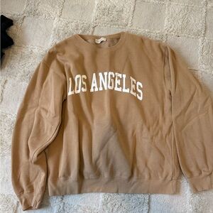 Audrey Tan Crewneck Sweater with Los Angeles Print
